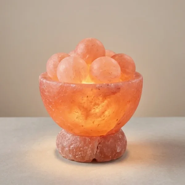 Himalayan Salt Bowl Lamp – Natural Hand-Carved Pink Salt Lamp