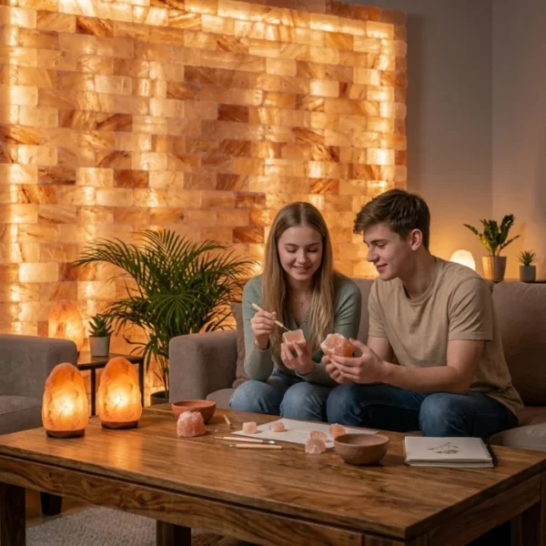 Himalayan Salt Tiles with salt lamps